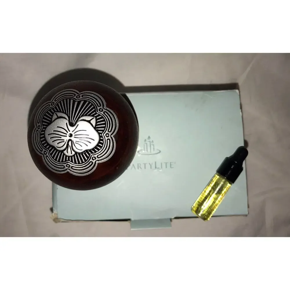 PartyLite Treasure Orb Black Orchid Rare Retired AT699 In Box